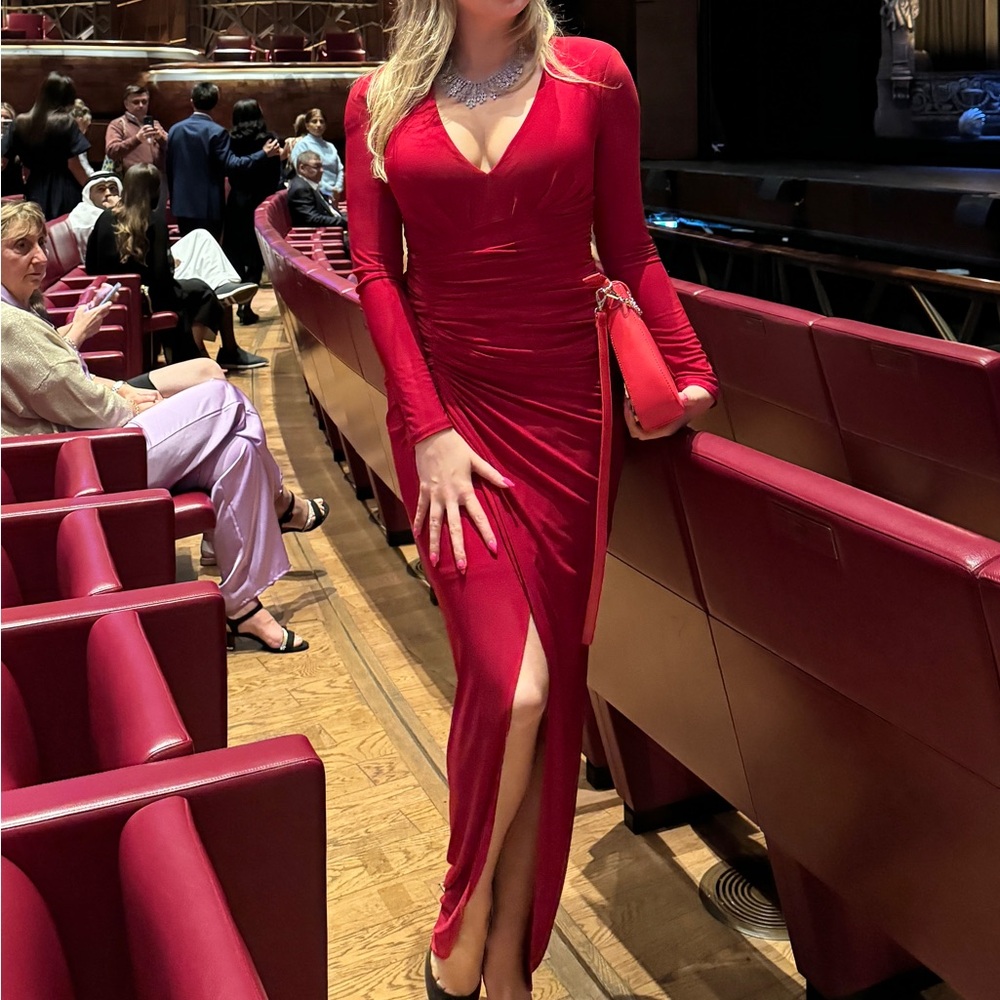 Vince Camuto Vibrant Red Long Sleeve Dress